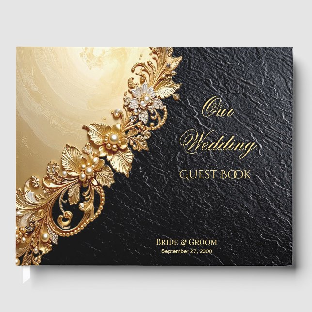 Livre D'or Gold Floral Embellishments Guest Book (Recto)