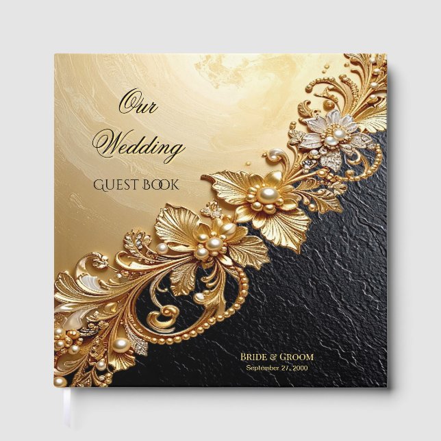 Livre D'or Gold Floral Embellishments Guest Book (Recto)