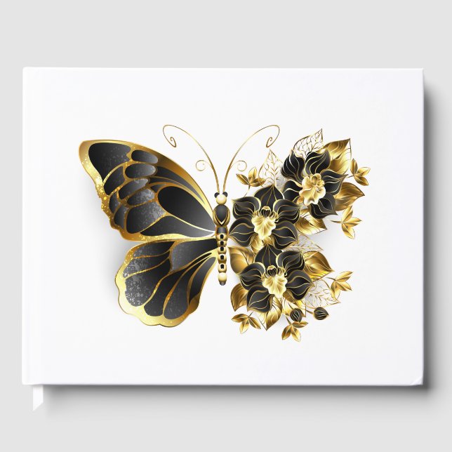 Livre D'or Gold flower Butterfly with Black Orchid (Recto)