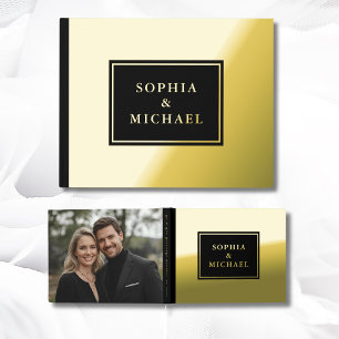 Livre D'or Gold Foil Black Guestbook Editable Classic Simple