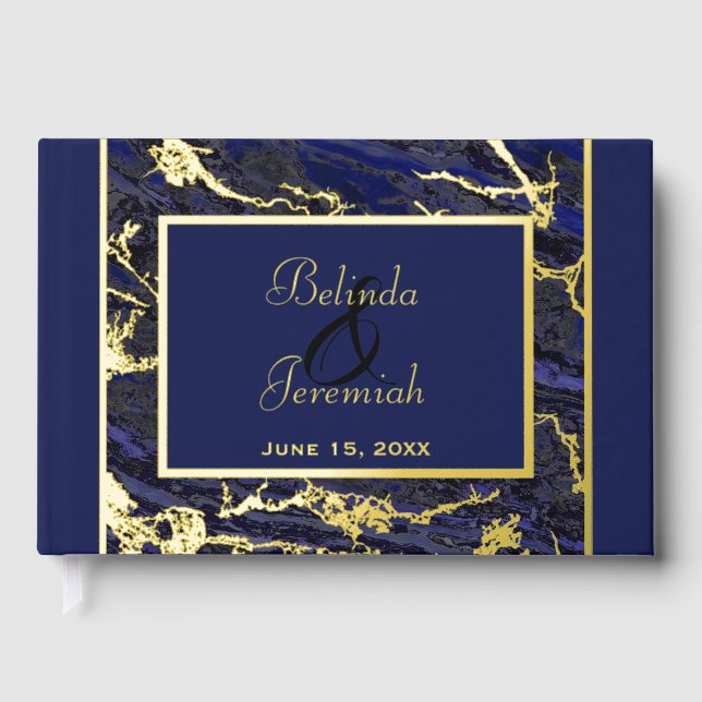 Livre D'or Gold Foil & Navy Blue Mariage (Recto)