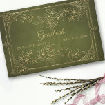 Livre D'or Gold Foliage Vintage Mariage<br><div class="desc">Ce design mariage feuille vert botanique peut être personnalisé avec vos informations. Il peut être customisé en choisissant le clic pour customiser une autre option. Vous pouvez modifier la couleur et le style du texte, certains arrière - plans et supprimer certaines images. Veuillez voir mes collections pour plus d'informations dans...</div>
