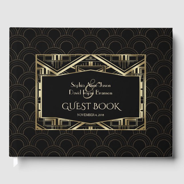 Livre D'or Gold Great Gatsby Art Déco Style Mariage (Recto)