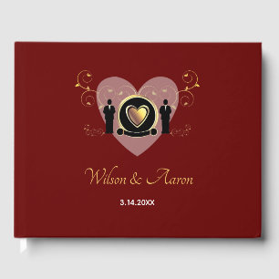 Livre D'or Gold Heart Burgundy Homme LGBTQ Mariage