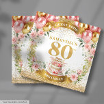 Livre D'or Golden Blush Floral 80th Birthday Guest Book<br><div class="desc">Célébrez 80 merveilleuses années avec notre Boho Blush Floral & Gold Parties scintillant 80th Birthday Guest Book for Wives. Fleurs d'aquarelle délicates, ballons roses et or festifs, accents de parties scintillant dorée pétillants, ce livre d'hôtes est le moyen idéal de capturer des messages et des souvenirs sincères d'amis et de...</div>