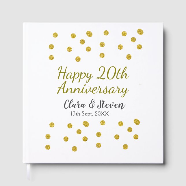 Livre D'or Golden dots glitter happy 20th anniversary wedding (Recto)