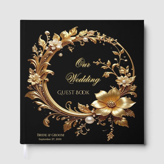 Livre D'or Golden Floral Ornate Frame Guest Book (Recto)