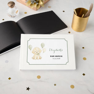 Livre D'or Golden Retriever Baby Shower Vert Sauge Eucalyptus