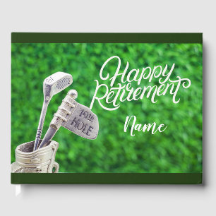 Livre D'or Golf heureux retraite au golfeur avec balle de gol