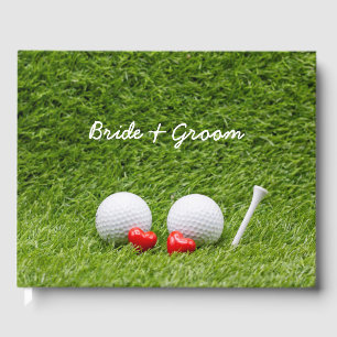 Livre D'or Golf Mariage deux balles de golf sur vert avec amo