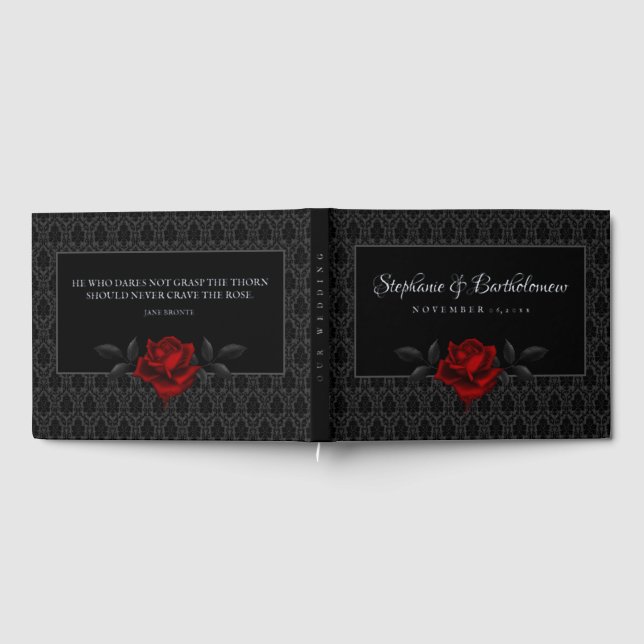 Livre D'or Gothic Black Damask Rose Wedding (Complet)