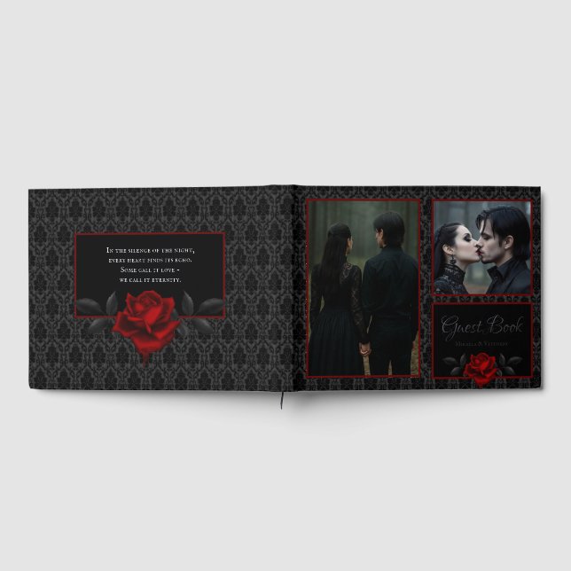 Livre D'or Gothic Black Damask Rose Wedding (Complet)