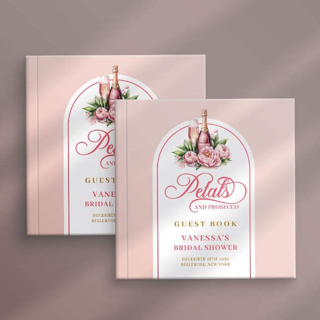 Livre D'or Graceful blush gold petals prosecco shower book (Graceful blush gold petals prosecco shower book)