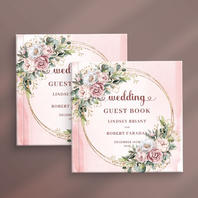Livre D'or Graceful Blush Pink Flowers Eucalyptus Guest Book (Graceful Blush Pink Flowers Eucalyptus Guest Book)