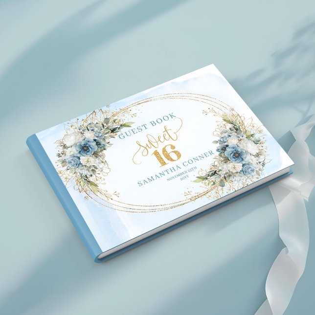 Livre D'or Graceful Dusty Blue Floral Sweet 16th Guest Book (Graceful Dusty Blue Floral Sweet 16th Guest Book)