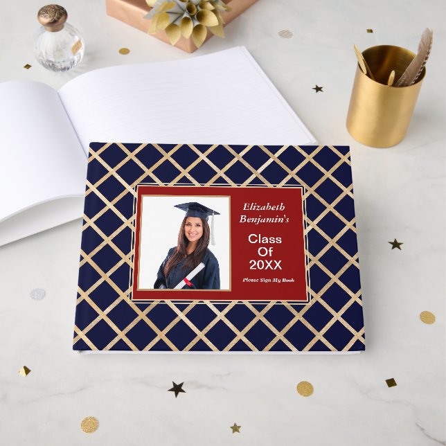 Livre D'or Graduate Graduate Class Photo Gold Custom (Recto ouvert)
