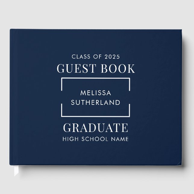 Livre D'or Graduation 2025 Navy Blue Grad Party (Recto)