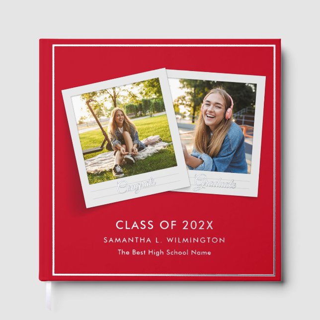 Livre D'or Graduation 2025 Photos Grad Party Silver Foil (Recto)
