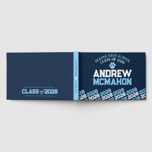 Livre D'or Graduation de la Marine & Baby Blue Pawprint perso