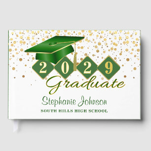 Livre D'or Graduation Party Green & Gold