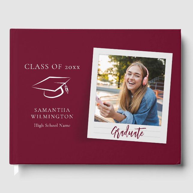 Livre D'or Graduation Photo Script Grad Party Bourgogne (Recto)