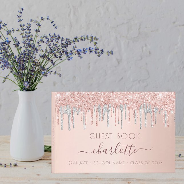 Livre D'or Graduation rose or parties scintillant classe de 2 (Créateur téléchargé)