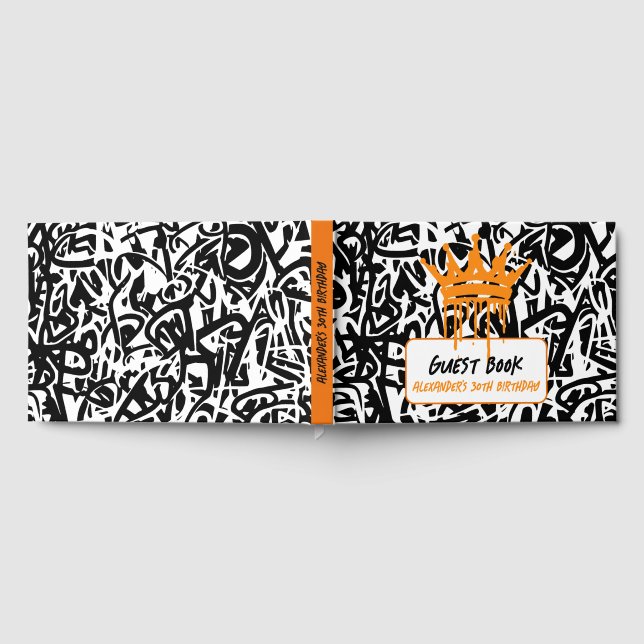 Livre D'or Graffiti Couronne noir orange anniversaire (Complet)