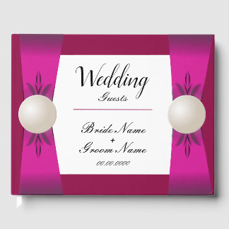 Livre D'or Gras Magenta & Wine Pearl Ribbon Mariage