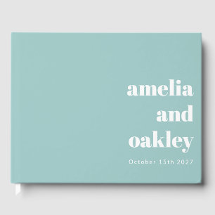 Livre D'or Gras Minimaliste Moderne Aqua Bleu Mariage personn