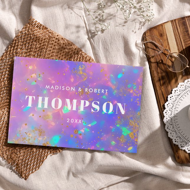 Livre D'or Gras moderne or Optique Monogramme Mariage rose (Créateur téléchargé)