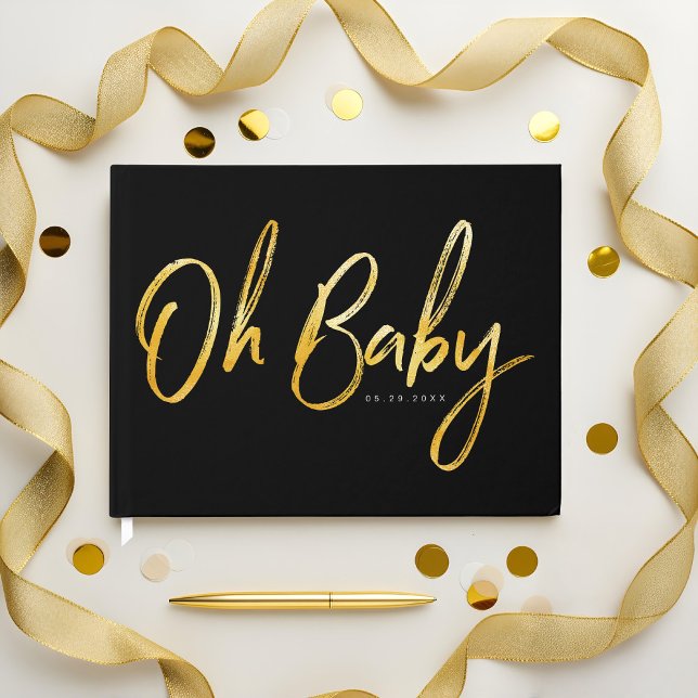 Livre D'or Gras Nettoyer moderne Oh Baby Baby shower typograp (Bold Clean Modern Oh Baby Typographic Baby Shower Guest Book)