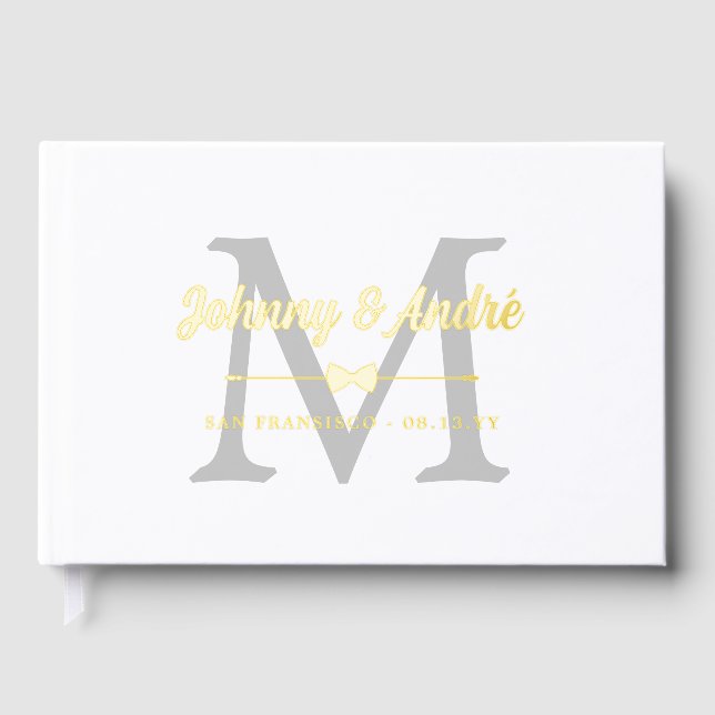 Livre D'or Gray Gold Bowtie Monogram Gay Mariage (Recto)