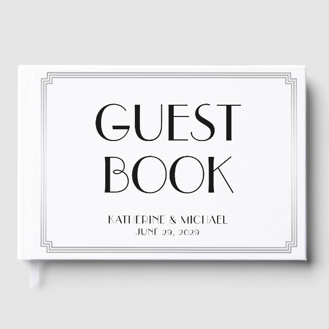 Livre D'or Great Gatsby Art Deco Silver Wedding Guest Book (Recto)