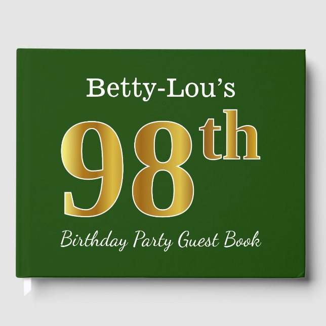 Livre D'or Green, Faux Gold 98e fête d'anniversaire + Nom per (Recto)