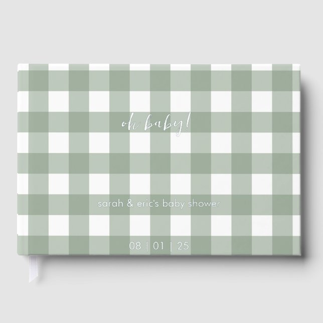 Livre D'or Green Gingham Baby Shower Guest Book (Recto)