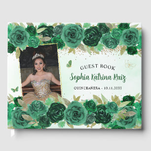 Livre D'or Green Gold Floral Princesse Quinceañera Photo