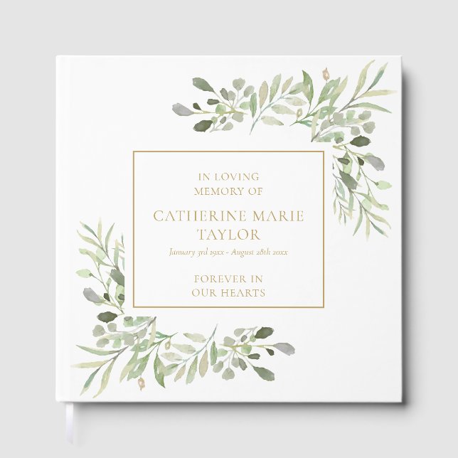 Livre D'or Greenery In Loving Memory Memorial Funeral (Recto)
