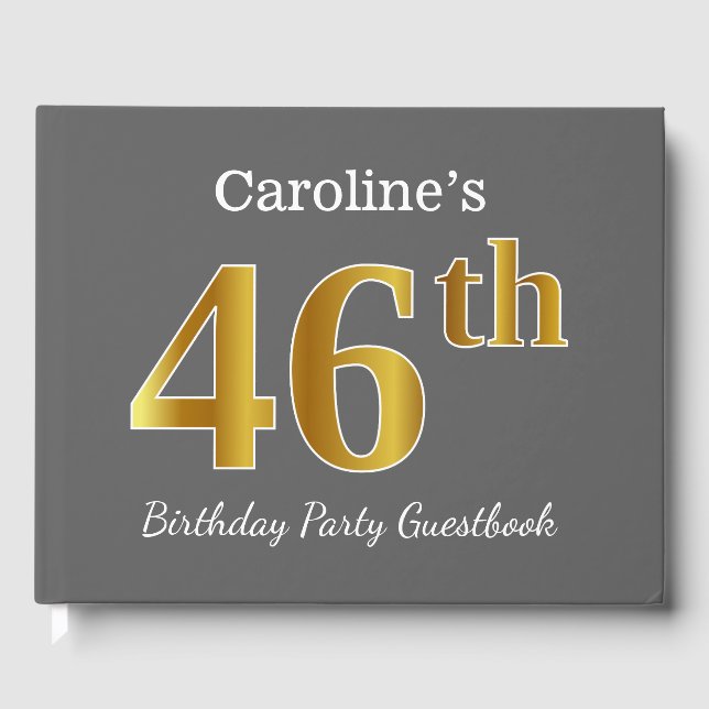 Livre D'or Grey, Faux Gold 46th Birthday Party + Nom personna (Recto)
