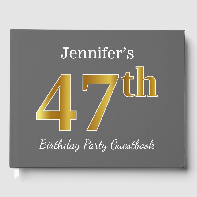Livre D'or Grey, Faux Gold 47th Birthday Party + Nom personna (Recto)