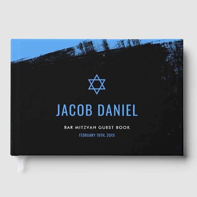 Livre D'or Grunge Blue Black Bar Mitzvah (Recto)