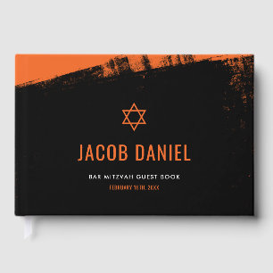 Livre D'or Grunge Orange Black Bar Mitzvah