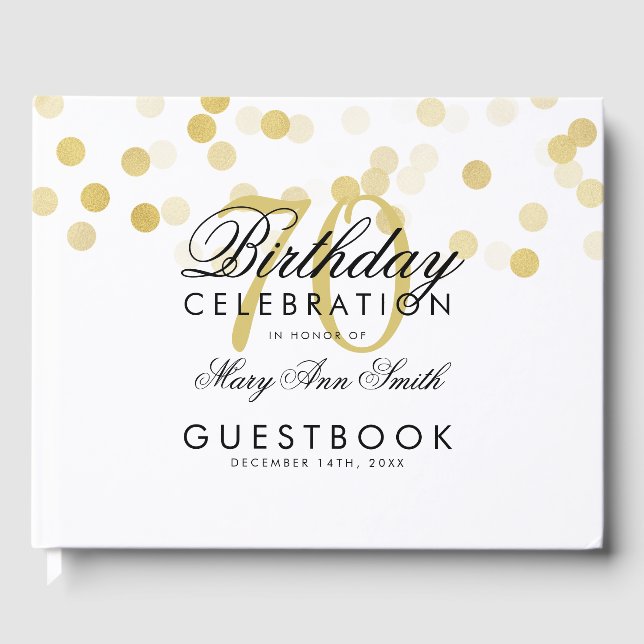 Livre D'or Guestbook 70e anniversaire Gold Foil Parties scint (Recto)