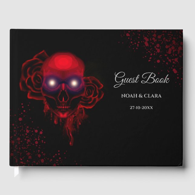 Livre D'or Halloween gothique crâne floral sombre effrayant (Recto)