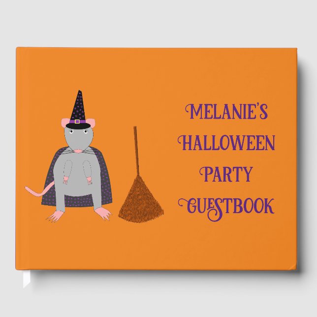 Livre D'or Halloween Rat sorcier et Broom Custom (Recto)