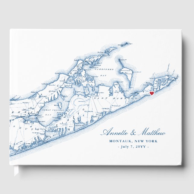 Livre D'or Hamptons Montauk Marine Blue Destination Mariage (Recto)