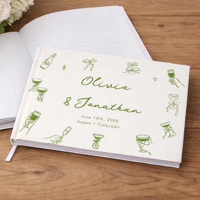 Livre D'or Hand Drawn Green Wedding (Créateur téléchargé)