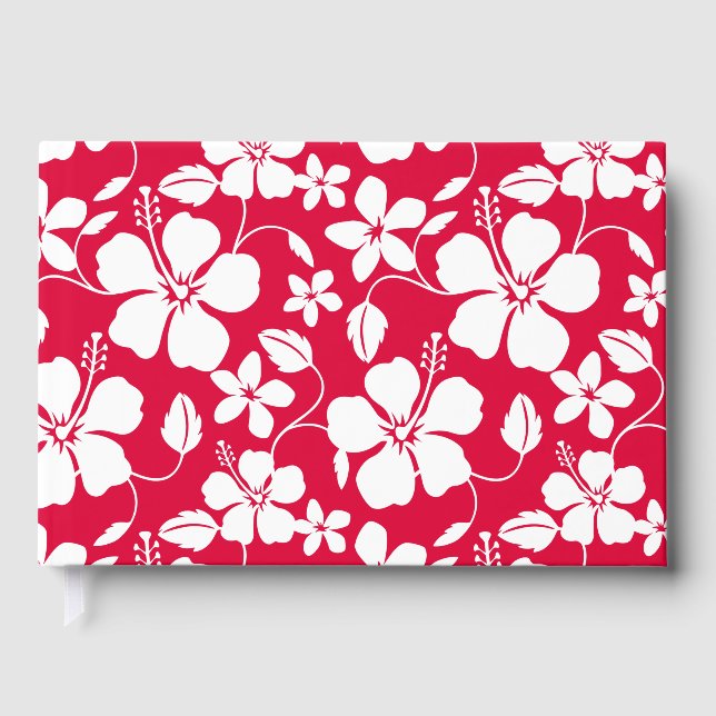 LIVRE D'OR HAWAIIAN HULA (HIBISCUS) MOTIF EN ROUGE (Recto)