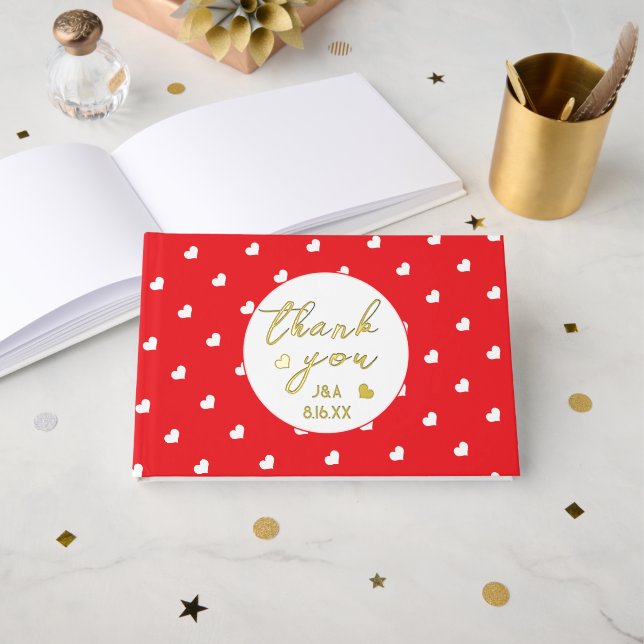 Livre D'or Hearts Happy Valentine's Day Modern Love Pattern (Recto ouvert)