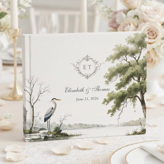 Livre D'or Heron Toile French Country Monogram Wedding