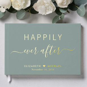 Livre D'or Heureux Jamais après Sage Mariage vert